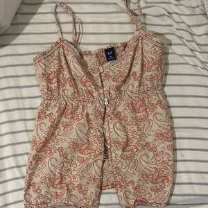 GAP Red Paisley Spaghetti Strap Top